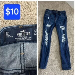 Hollister Women's High-Rise Super Skinny Jeans - Dark Blue